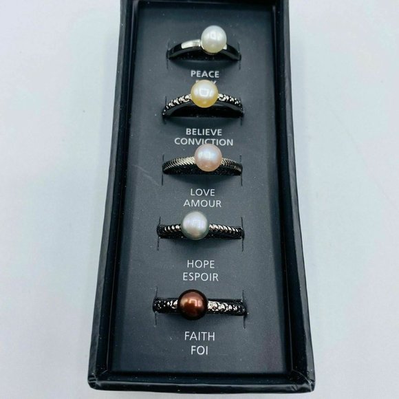 Avon Genuine Fresh Water Pearl Stacking Rings NWT - Picture 5 of 7